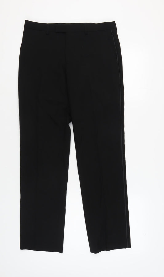 Moss 1851 Men's Black Dress Pants 32 Regular Wool