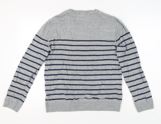 GAP Men's Grey Striped Pullover Sweatshirt M