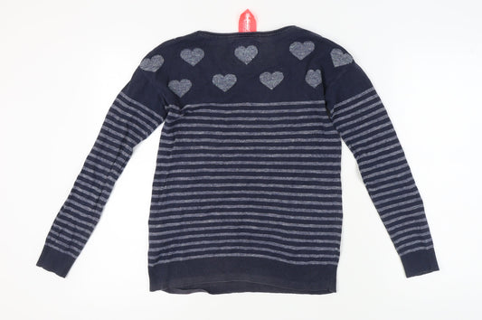 Super Dry Happy Women's Blue Striped Pullover Jumper S