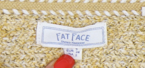Fat Face Women's Yellow Chunky-Knit Pullover Jumper Size 6