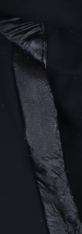 Ted Baker Women's Black Wool Coat Size 2 with Leather Trim