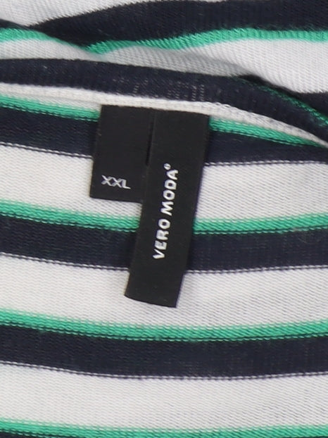 Vero Moda Women's Black Wrap V-Neck Striped Top 2XL
