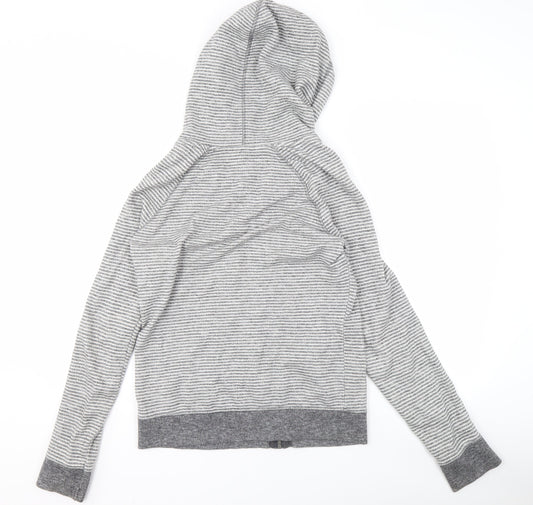 O'Neill Women's Grey Striped Full Zip Hoodie, Size 12
