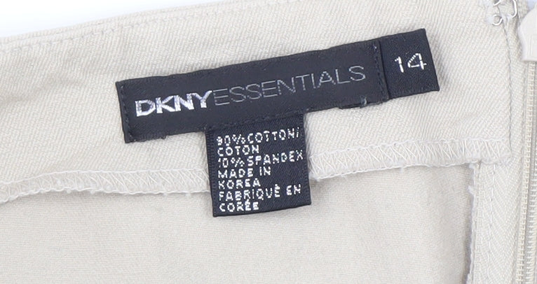 DKNY Beige Women's Trousers, Size 14, Cotton Blend