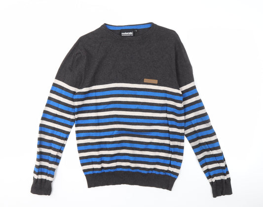McKenzie Men's Grey Striped Pullover Jumper Size L