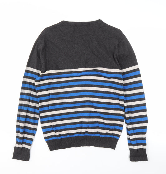 McKenzie Men's Grey Striped Pullover Jumper Size L