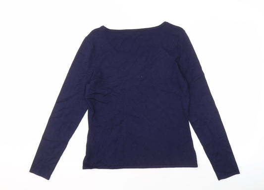 Womens UK Size Small Jacques Vert Blue Viscose Blend T-Shirt