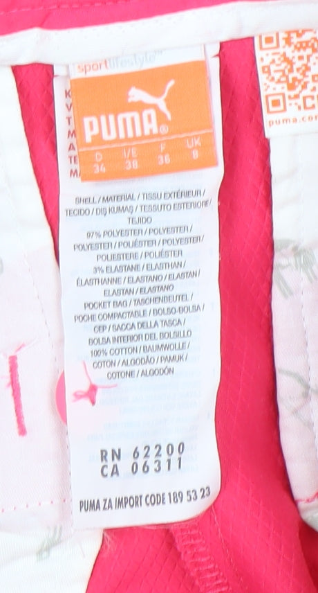 Close-up detail of Puma Women's Pink Trousers, size 10