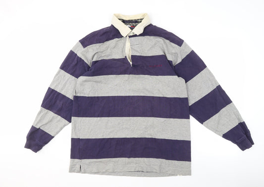 Tommy Hilfiger Men's Grey Striped Polo M