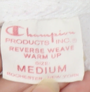 Champion Men's White Hoodie - Medium, Pullover, Logo