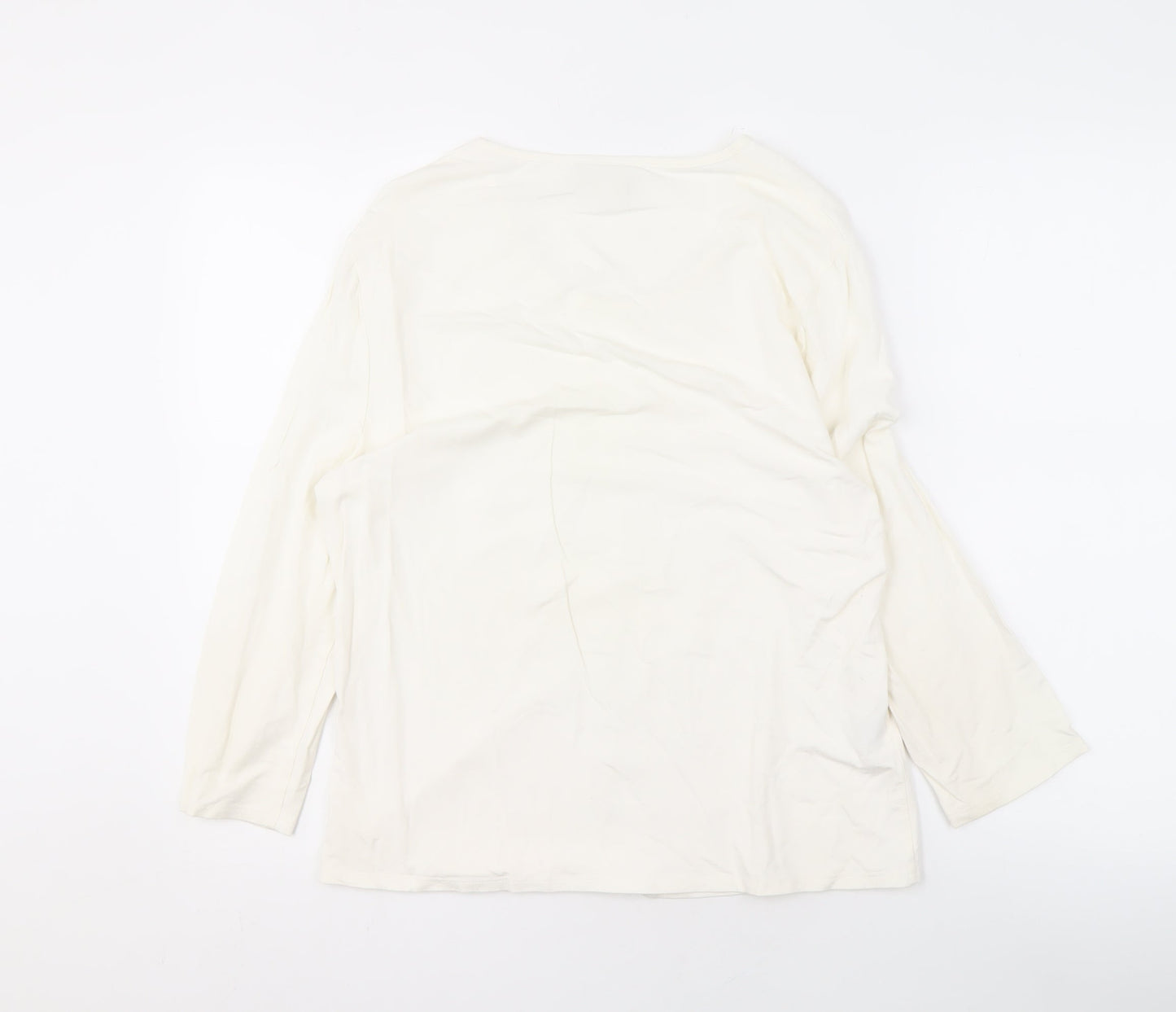 Eastex Ivory Round Neck Long Sleeve Top for Women