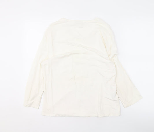 Eastex Ivory Round Neck Long Sleeve Top for Women