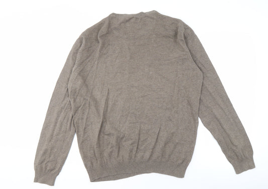 Jeff Banks Men's Brown V-Neck Cotton Pullover L