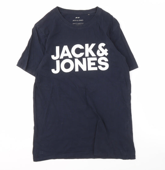 Jack & Jones Men's Blue Crew Neck T-Shirt, Size M