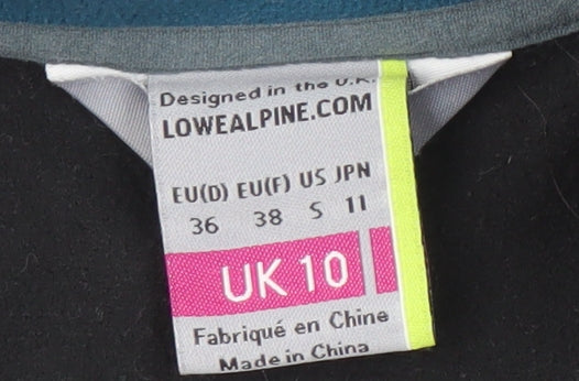 Brand and care label for Lowe Alpine Women's Black Fleece Jacket, size 10