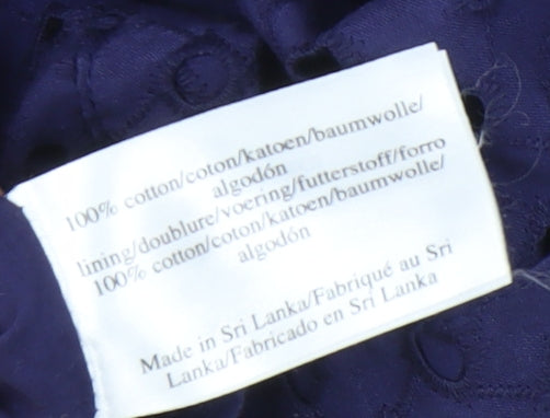 Laura Ashley Women's Blue Cotton Embroidered Shift Dress