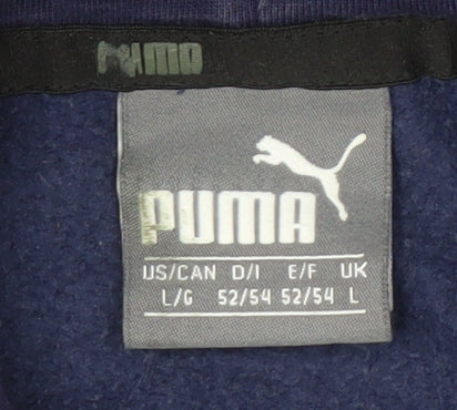 Puma Men's Blue L Pullover Hoodie, Logo, Hooded, Autumn
