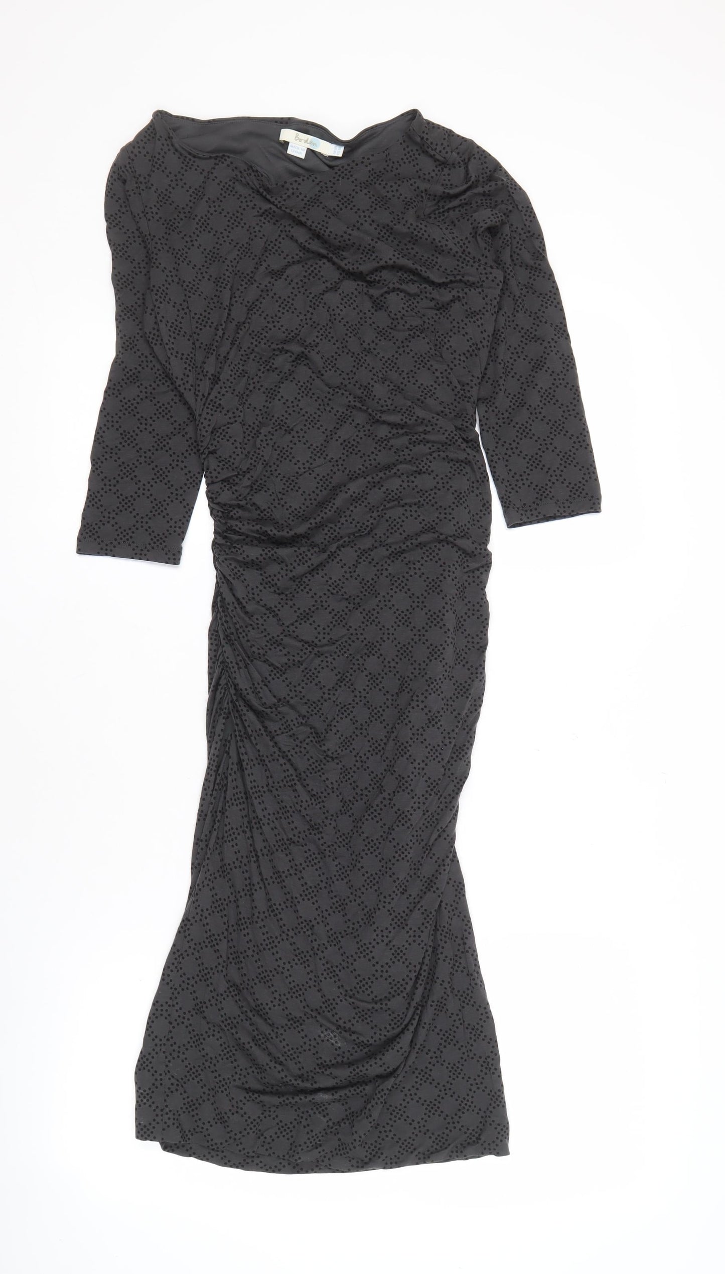 Boden Women's Black Geometric Midi Dress Size 12
