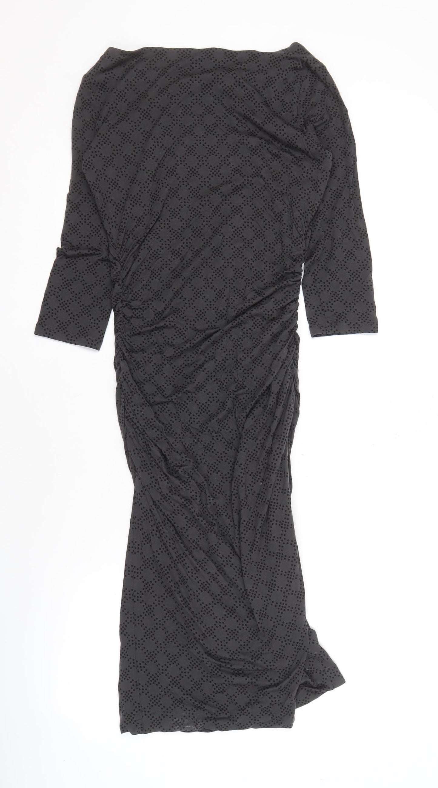 Boden Women's Black Geometric Midi Dress Size 12