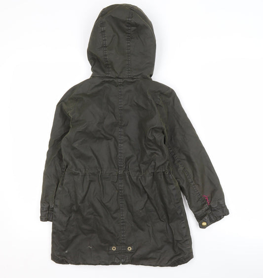 Joules Girls' Green Parka Coat, Size 6, Hooded Winter Jacket