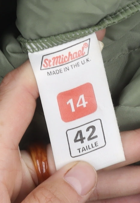 St Michael Women's Green Quilted Jacket Size 14