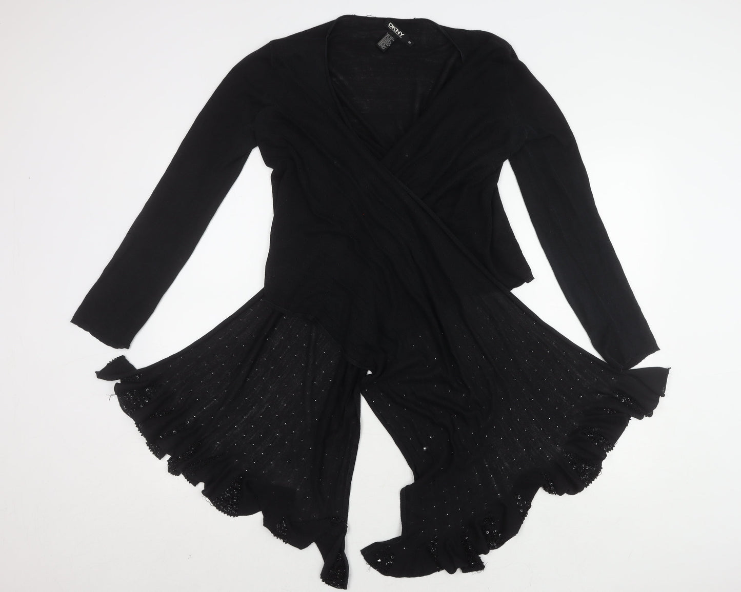 DKNY Women's Black Silk Wrap Cardigan, Size S