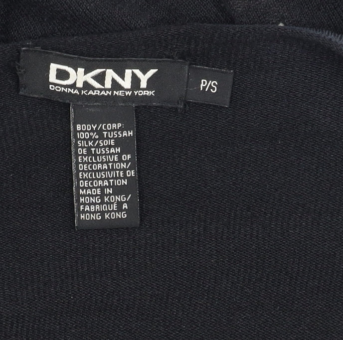 DKNY Women's Black Silk Wrap Cardigan, Size S