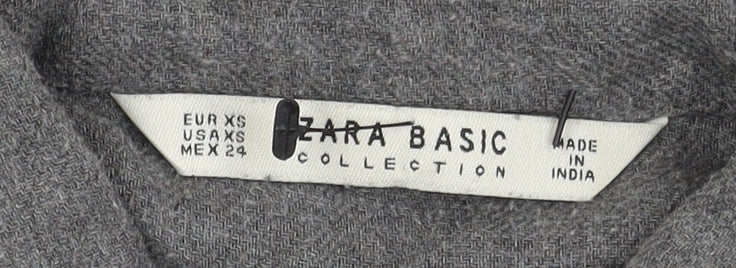 Zara Women's Grey XS Embroidered Shirt Dress