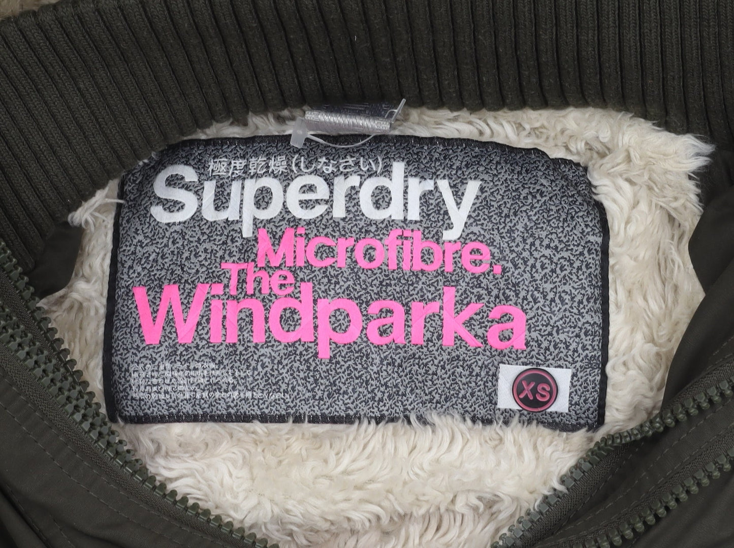 Superdry Women Windparka XS Green Hooded Winter Jacket