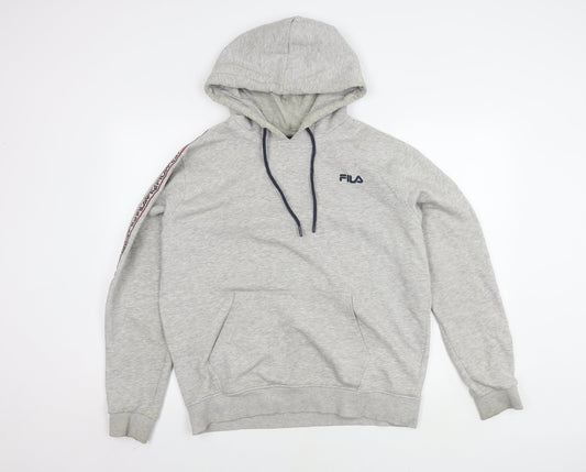 Additional front view of Fila Men's Grey Pullover Hoodie, Large, Logo Design