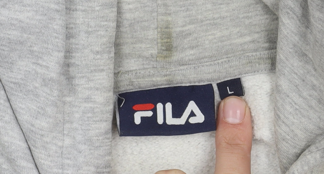 Fila Men's Grey Pullover Hoodie, Large, Logo Design