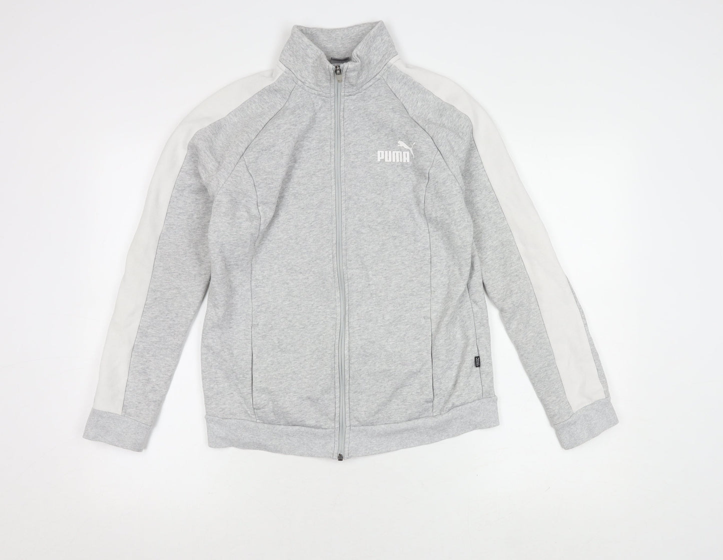 Puma Grey Sports Jacket, M, Full Zip, Casual, Logo Accents