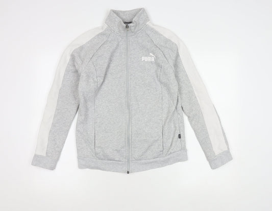Puma Grey Sports Jacket, M, Full Zip, Casual, Logo Accents