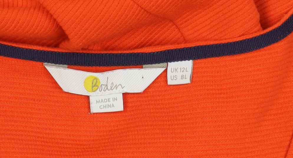 Boden Women's Orange Sheath Dress, Size 12, Knit V-Neck