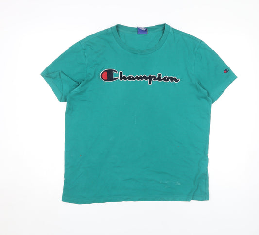 Mens UK Size M Champion Green Cotton T-Shirt
