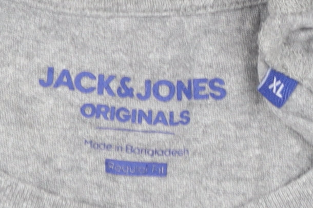 Jack & Jones Men's Grey XL T-Shirt, Short Sleeve, Logo Accent