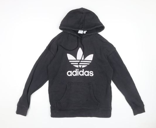 Womens UK XS Regular adidas Black Pullover Hoodie