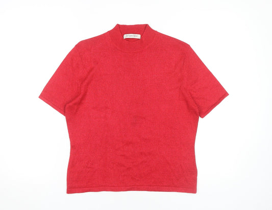 Jacques Vert Women's Red Basic Mock Neck T-Shirt L