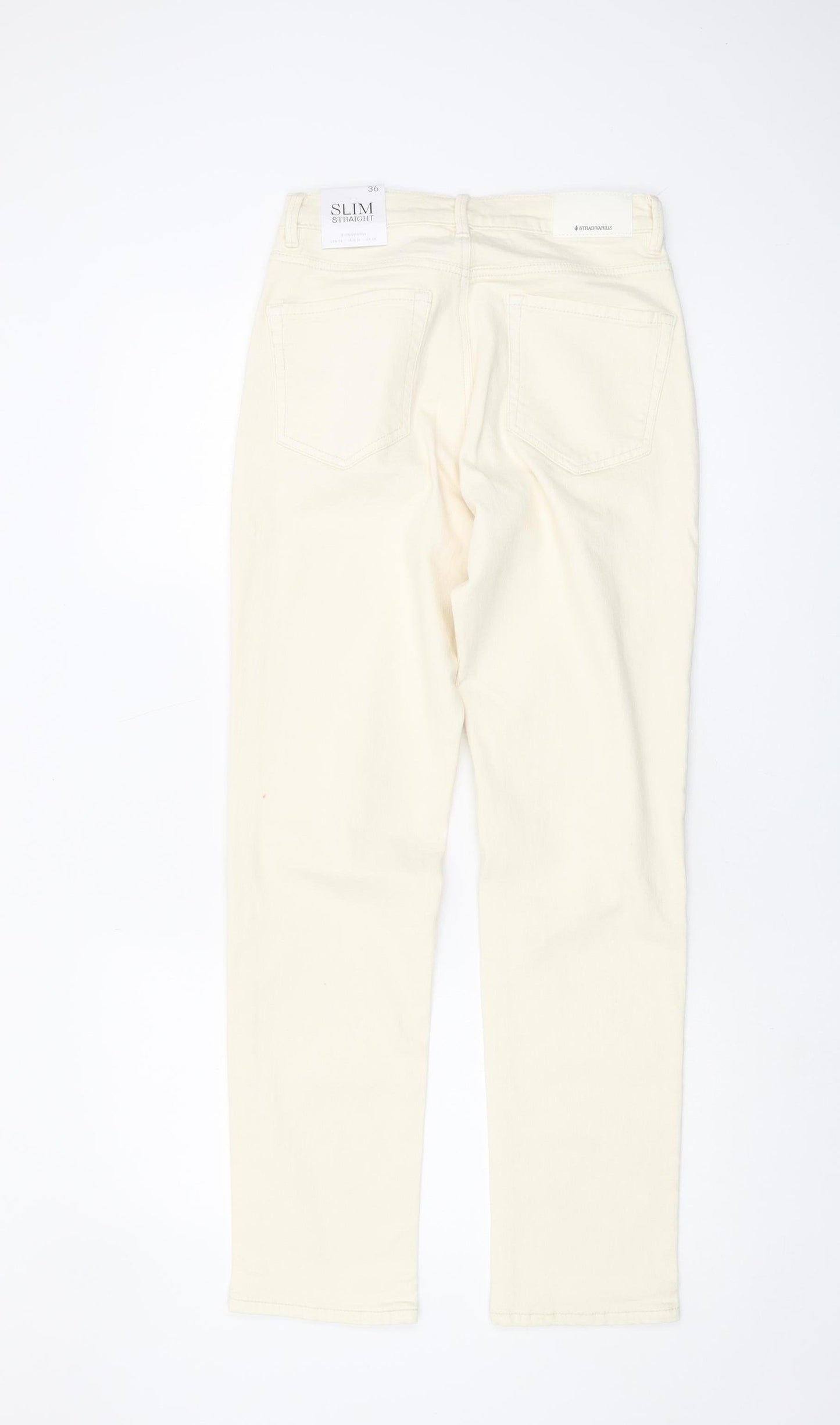 Stradivarius Women's Ivory Straight Slim Jeans Size 8