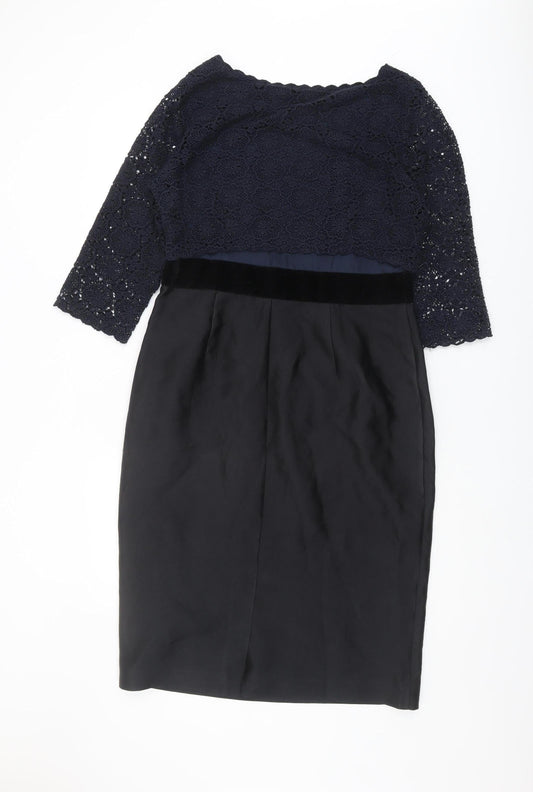Boden Women's Black Lace Sheath Dress Size 14 Formal