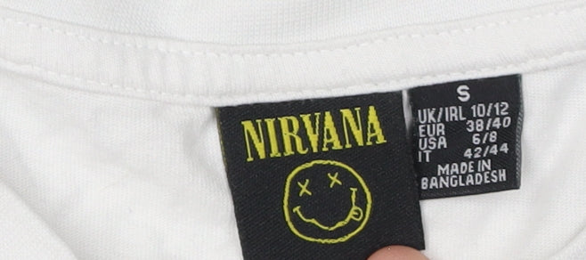 Nirvana Unisex White T-Shirt S Casual Music Graphic