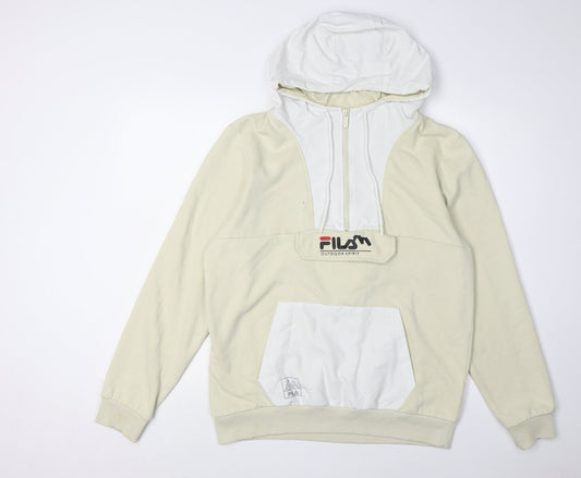 Fila Men's Beige Hoodie S Hooded Logo Outdoor