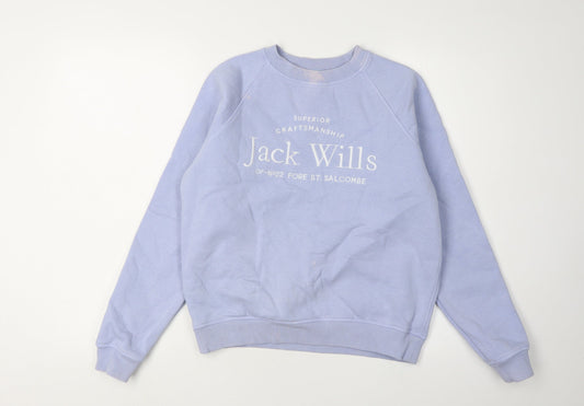 Womens UK 8 Regular Jack Wills Blue Pullover Sweatshirt