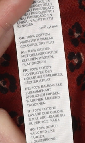 Fat Face Red Animal Print Women's Cardigan, Size 6