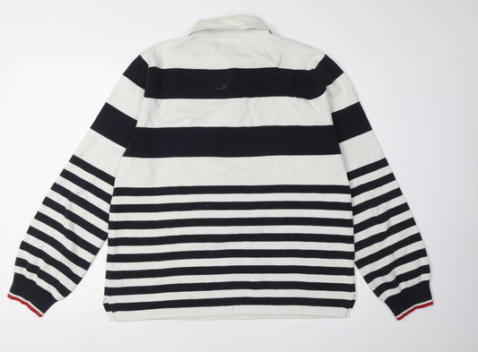 Henri Lloyd Men's White Striped Polo Shirt M