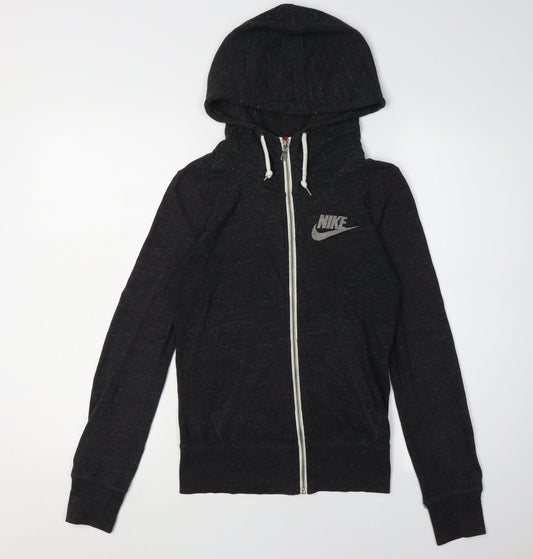 Womens UK XS Regular Nike Black Full Zip Hoodie