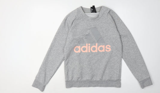 Womens UK 15 Regular adidas Grey Pullover Sweatshirt