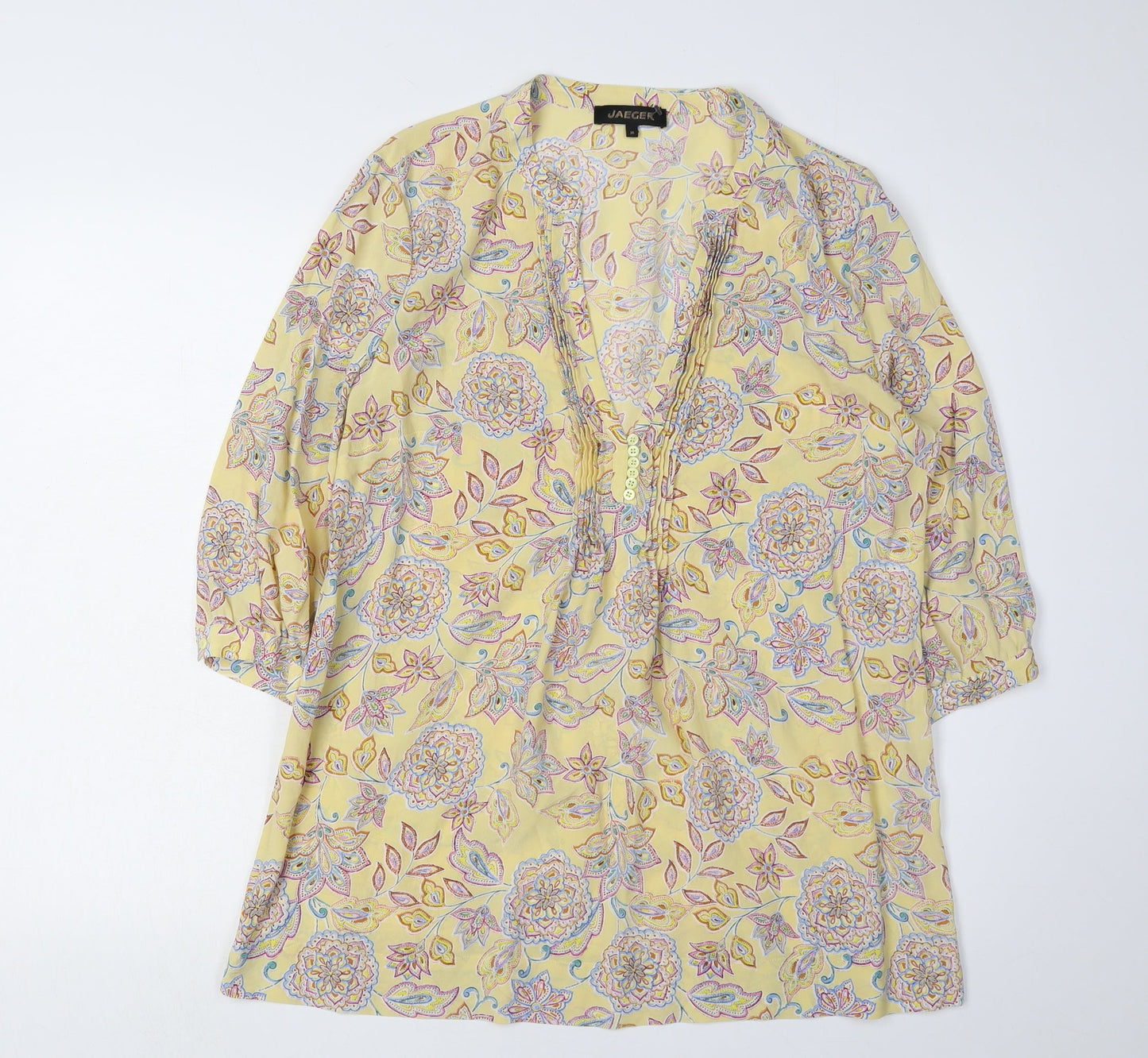 Jaeger Women's Multicoloured Floral Silk Blouse M