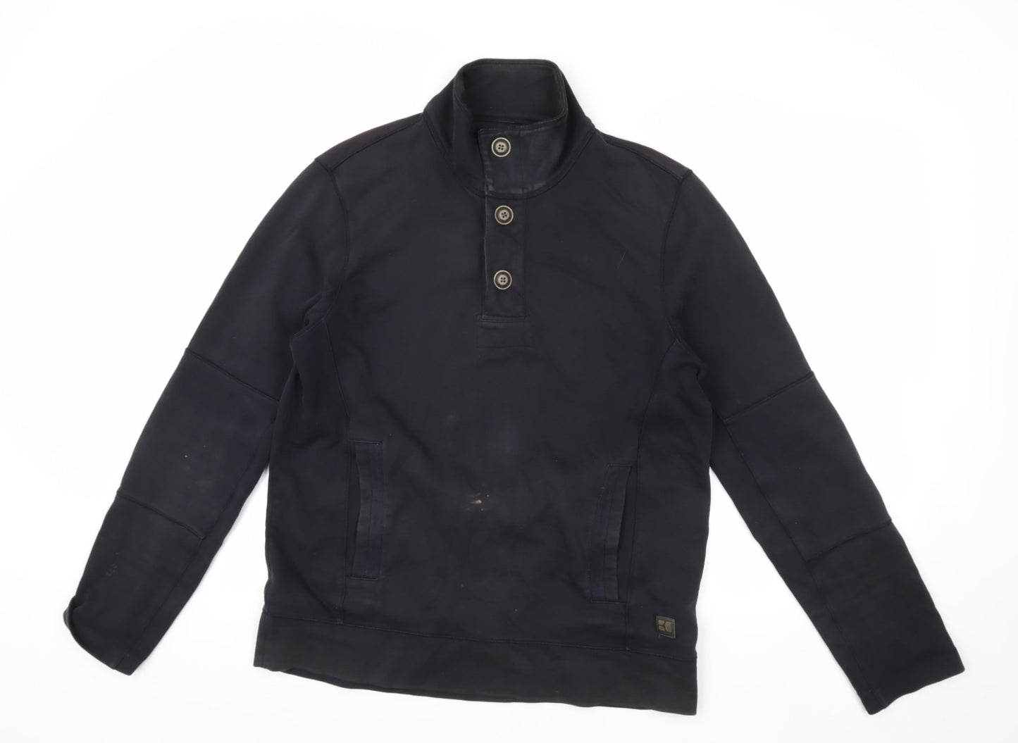 Boss Orange Men's Black Henley Sweatshirt M