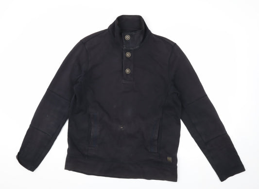 Boss Orange Men's Black Henley Sweatshirt M